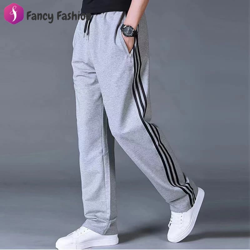 Fancy Fashion กางเกงผู้ชายกางเกงกีฬาลำลองผ้าฝ้ายแท้คุณภาพดี กางเกงลายปักสองกระเป๋าซิปเอวยางยืด รูปที่ 4