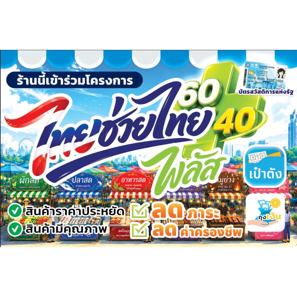 ป้ายไวนิล ไทยช่วยไทย สีสดคมชัด ทนแดด ทนฝน เปลี่ยนแปลงเพิ่มเติมข้อความได้ เจาะรูตาไก่ฟรี ส่งวันต่อวัน รูปที่ 7