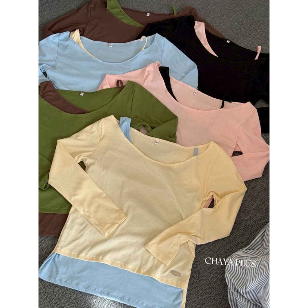 เสื้อสาวอวบอ้วนแขนยาวแต่งเลเยอร์สลับสี ดีไซน์อะไหล่เอว สาวเซ็กซี่ สาวเท่ รูปที่ 8