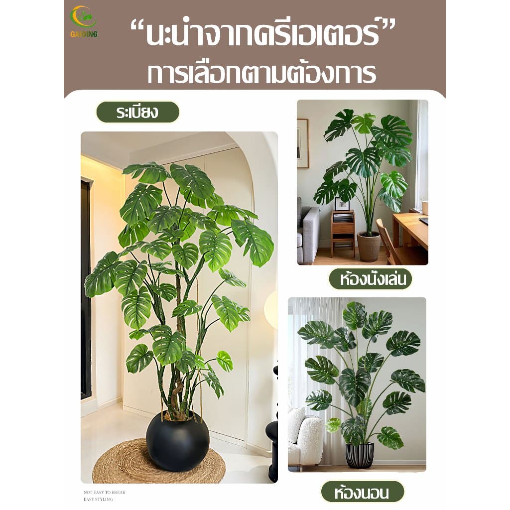 ถ่ายจริง120/160/180cm มอนเสตอร่า ต้นไม้ปลอม พร้อมกระถาง ใช้สำหรับในสวน/ห้องนั่งเล่น ร้านกาแฟ รูปที่ 8