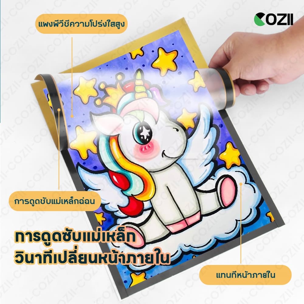 กรอบป้ายติดผนัง กรอบรูป A4 10pcs ป้ายติดผนัง ซองใส่เอกสาร ขอบแม่เหล็ก ขนาด แบบไม่เจาะ มีกาวในตัว กรอบรูปมินิมอลติดผนัง รูปที่ 4