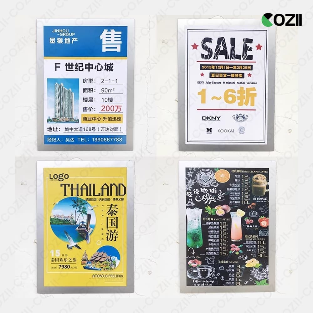 กรอบป้ายติดผนัง กรอบรูป A4 10pcs ป้ายติดผนัง ซองใส่เอกสาร ขอบแม่เหล็ก ขนาด แบบไม่เจาะ มีกาวในตัว กรอบรูปมินิมอลติดผนัง รูปที่ 6