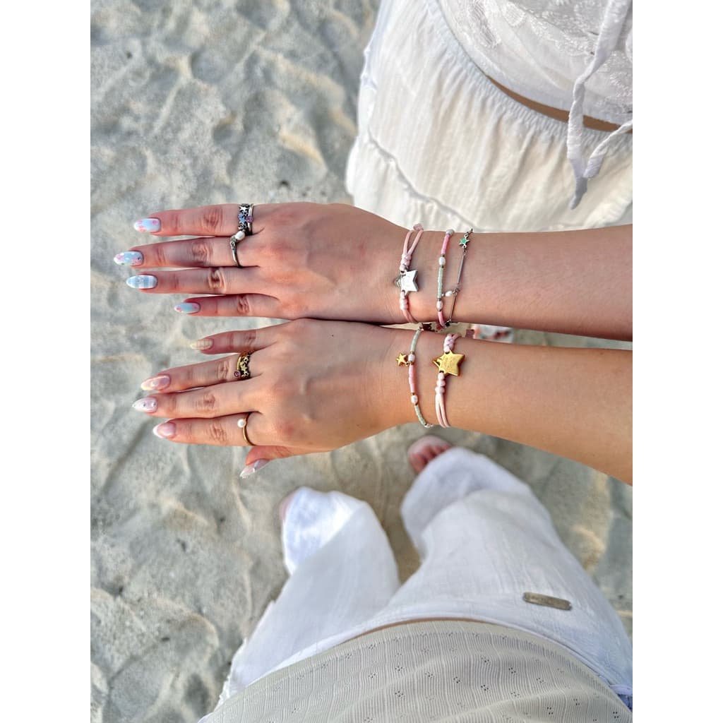 nice try studio - Star Girls Mini Pearl Bracelet สร้อยข้อมือไข่มุกแท้และลูกปัด ห้อยจี้ดาว ไม่ลอก ไม่ดำ รูปที่ 7