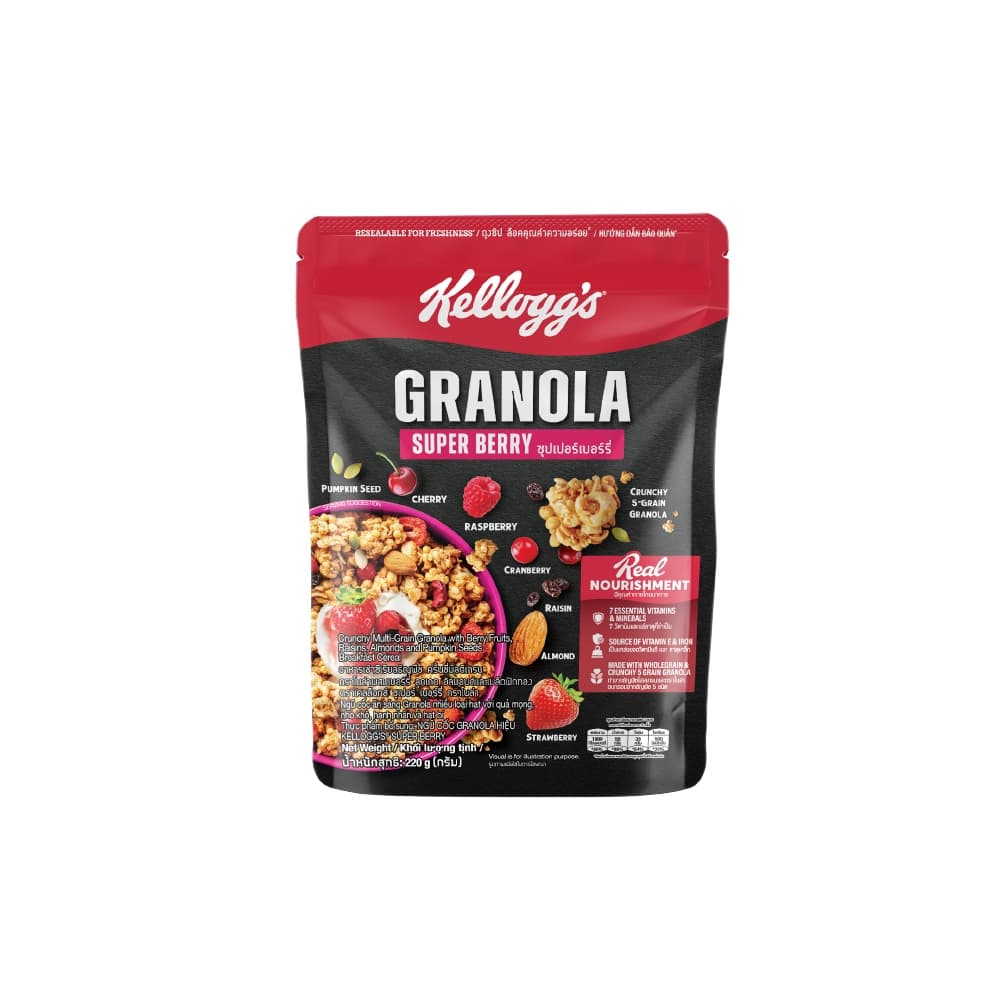 Kellogg's Super Berry Granola เคลล็อกส์ ซูเปอร์ เบอร์รี่ กราโนลา 220 กรัม รูปที่ 3