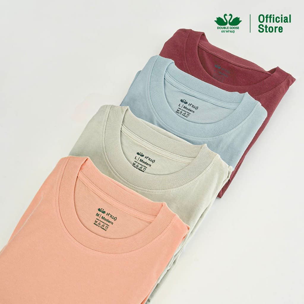 ห่านคู่ เสื้อยืดผู้ชาย คอกลม รุ่น Relax Fit (สีน้ำตาลนูเกต,ฟ้าก้อนเมฆ,ส้มดอกพีช,แดงกุหลาบหม่น,เงินอมเทา) รูปที่ 4