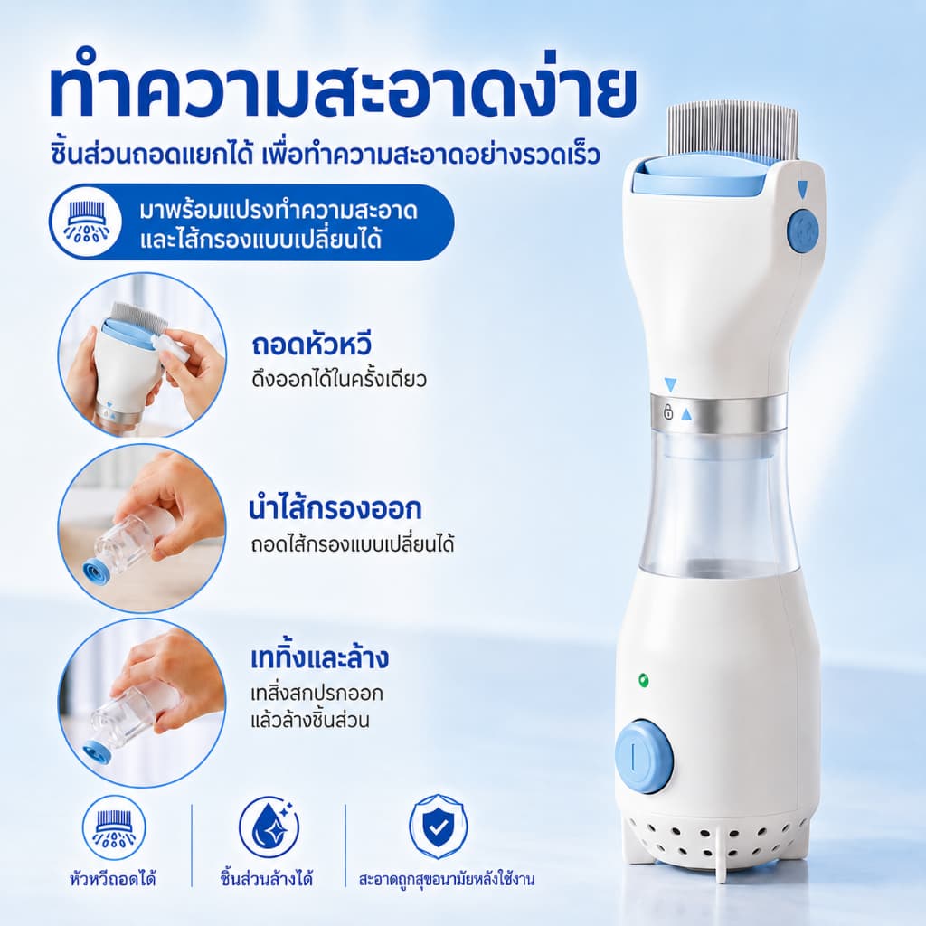 PETWELL หวีไฟฟ้ากำจัดเหา หวีดูดเหา หวีสางเหา เสียบปลั๊กและใช้งา ใช้ได้ทั้งคนและสุนัข รูปที่ 8