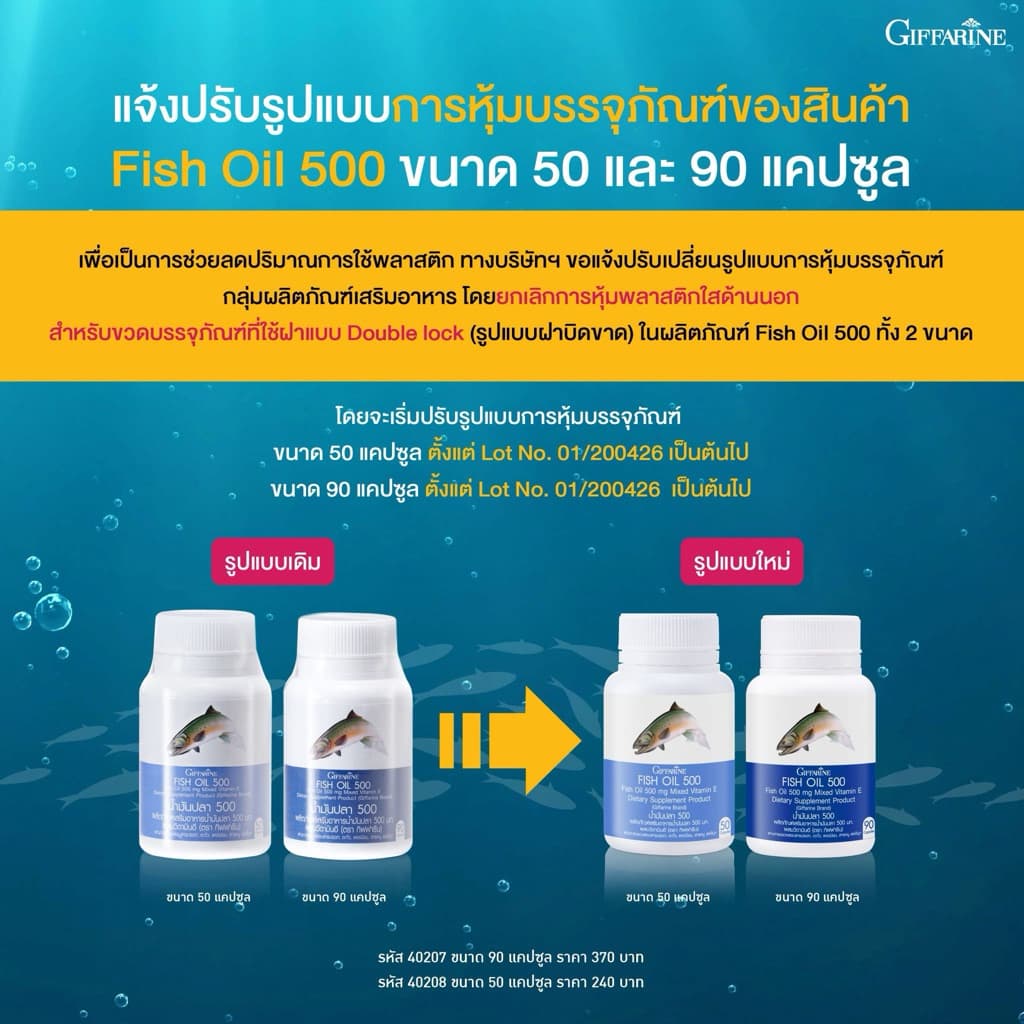 น้ำมันปลา น้ำมันปลากิฟฟารีน Fish oil GIFFARINE น้ำมันตับปลา รูปที่ 2