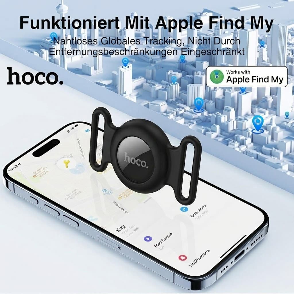 HOCO E91C GPS Tracker ปลอกคอสัตว์เลี้ยง Apple Find My กันหาย ไม่ต้องใช้ซิม ติดตามสุนัข แมว แบต 9–12 เดือน รูปที่ 6