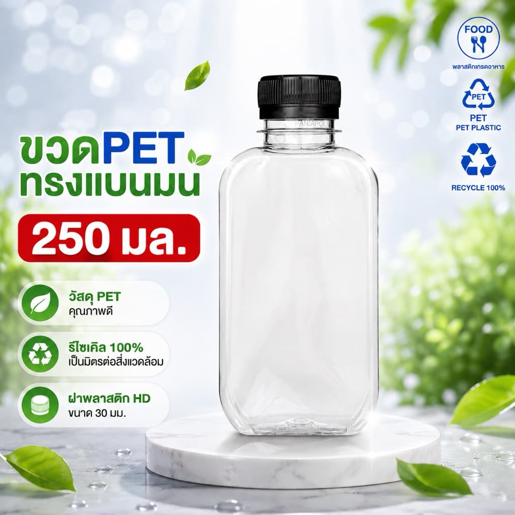 แพ็คใหญ่ ขวดพลาสติก ทรงแบนมน รูปที่ 4