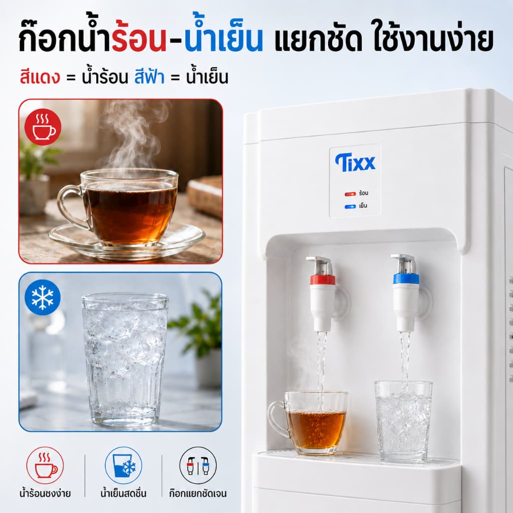 รับประกัน 5ปี ตู้ทำน้ำร้อนน้ำเย็น 2 ระบบ ประหยัดไฟ ตู้กดน้ำเย็น ระบบตัดไฟอัตโนมัติ Water Dispenser รูปที่ 2