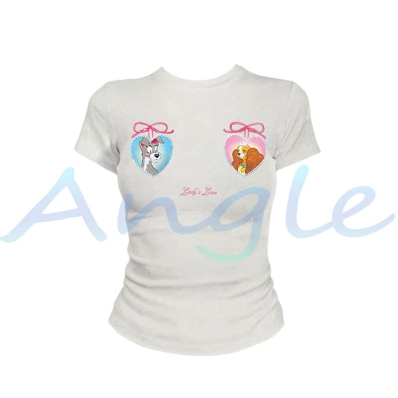 Angle Official เสื้อยืดยืดหยุ่นกระชับผู้หญิง สไตล์หวานน่ารัก แฟชั่นเสื้อผ้าผู้หญิงสไตล์เกาหลี T70 รูปที่ 3