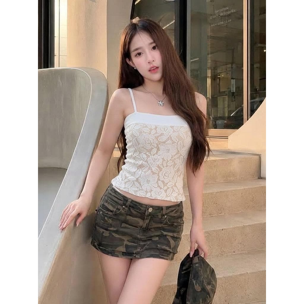 B-380 สายเดี่ยวtwotone ดีเทลสายลูกไม้ ผ้านุ่มซับในทั้งตัว รูปที่ 2