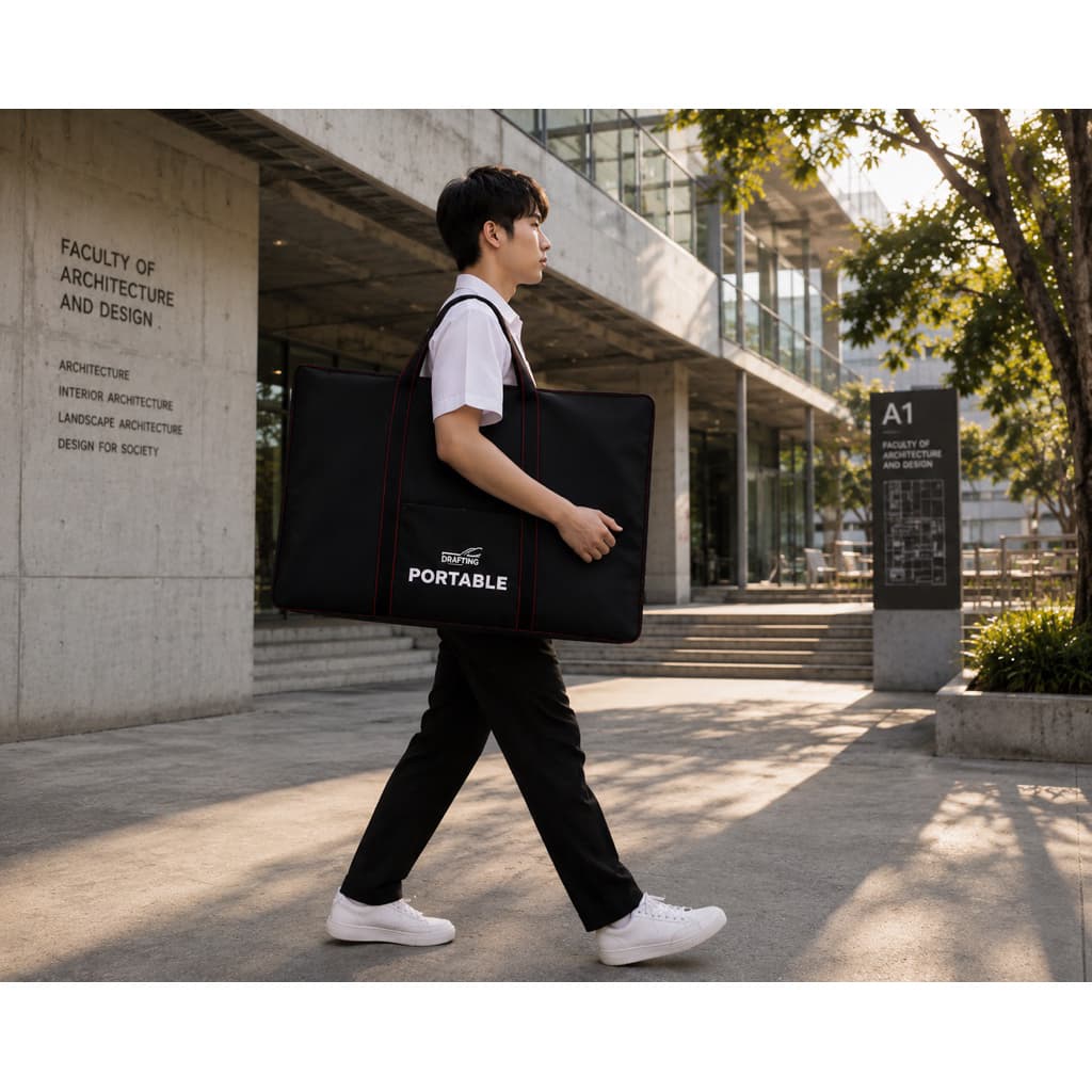 Project Drafting Portable กระเป๋าใส่แบบ กระเป๋า ผ้ากันน้ำ สีดำ A1 A2 A3 ใส่ภาพวาด สเกตช์ รูปภาพ รูปที่ 3