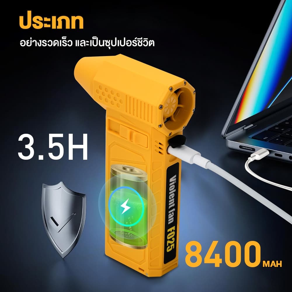 JET FAN Pro 130000RPM ลมแรงพิเศษ เครื่องเป่าฝุ่นไร้สาย 8400mAh สำหรับรถยนต์ คอม คีย์บอร์ด รูปที่ 4