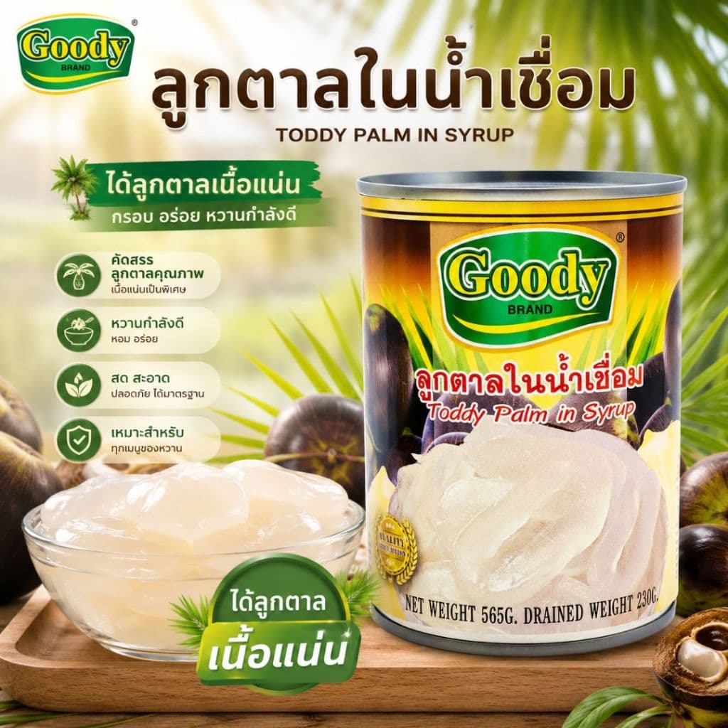 3 กระป๋อง กู๊ดดี้ ลูกตาลในน้ำเชื่อม ขนาด 565 กรัม รูปที่ 3
