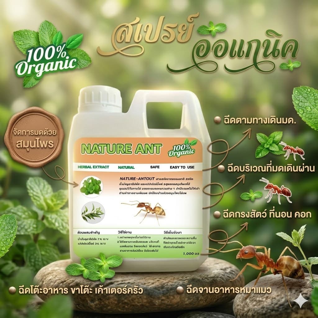 ์Nature Ant สเปรย์สมุนไพรออแกนิคสูตรน้ำไล่มด จากธรรมชาติไล่มดทุกชนิด ปลอดภัยไม่มีสารเคมี รูปที่ 3