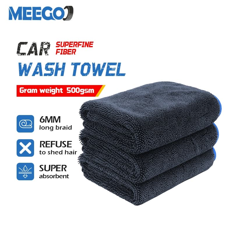 MeeGoo ผ้าไมโครไฟเบอร์เช็ดรถ ผ้าขนหนูหนังนิ่ม ผ้าเช็ดรถ ไมโครไฟเบอร์ ดูดซับได้ดี บ้านๆ ขัดเงา