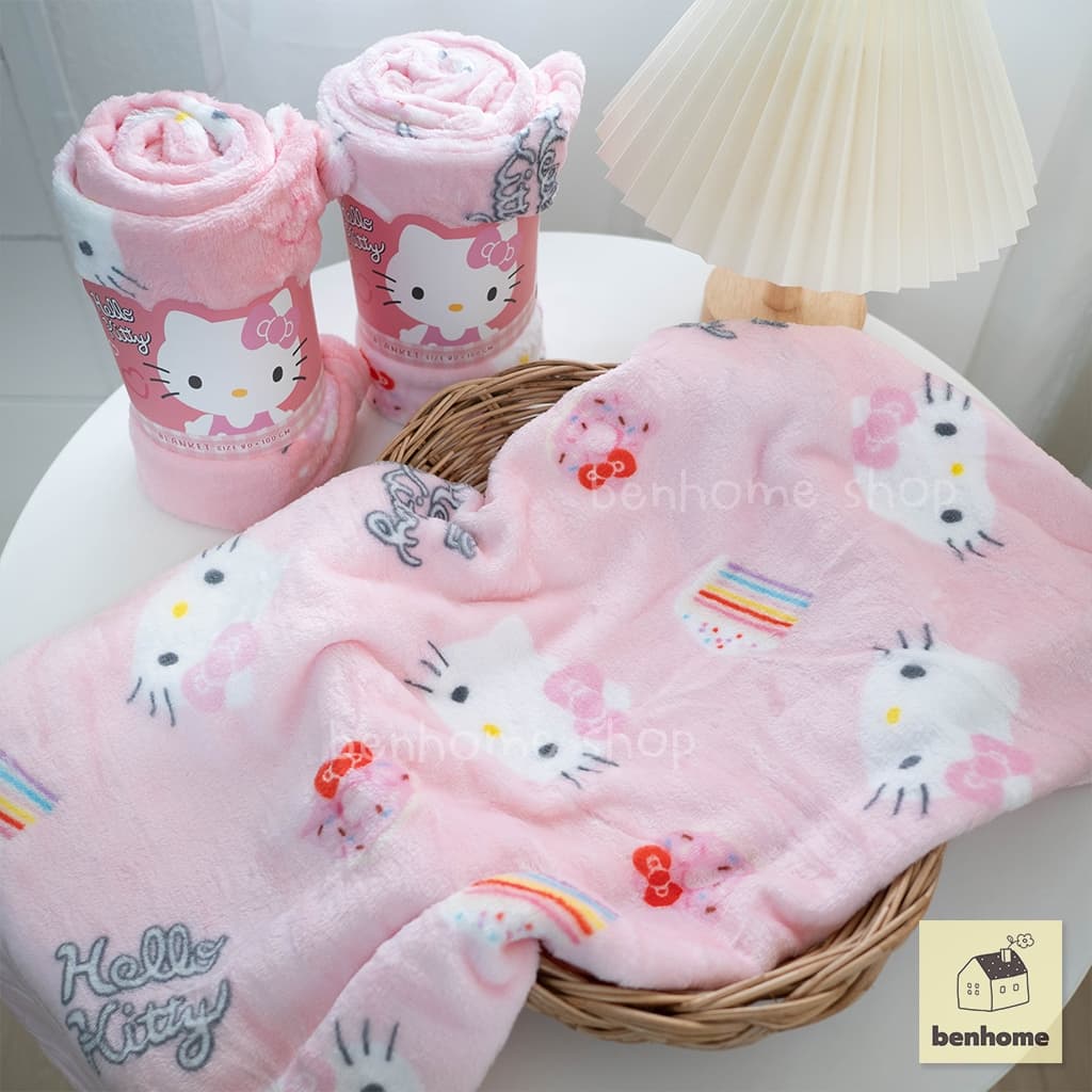 MOSHI MOSHI ผ้าห่มนาโน ลาย Hello Kitty ลิขสิทธิ์แท้ Sanrio รุ่น Sweet Pink รูปที่ 4