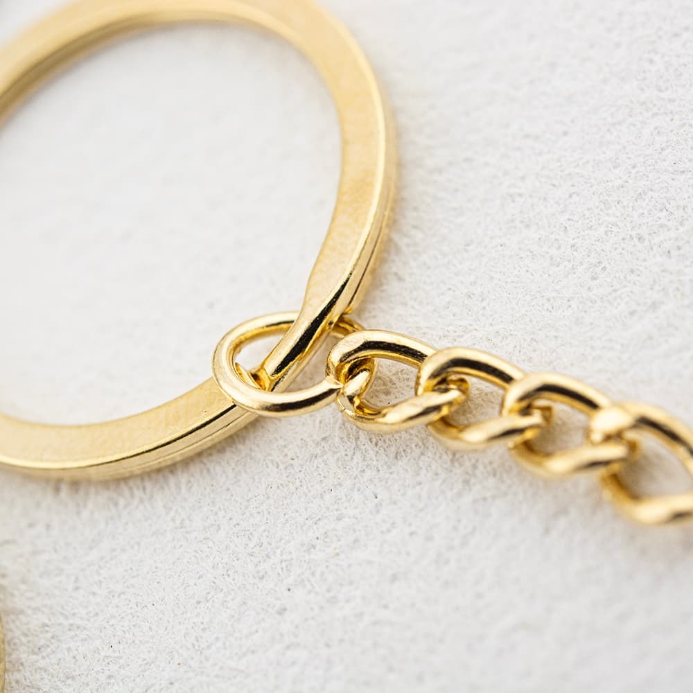 พวงกุญแจแบบแบนพร้อมโซ่ อะไหล่พวงกุญแจ พวงกุญแจหนัง Key cover สี Nickel, KC Gold, Antique bronze plated flat key rings รูปที่ 3