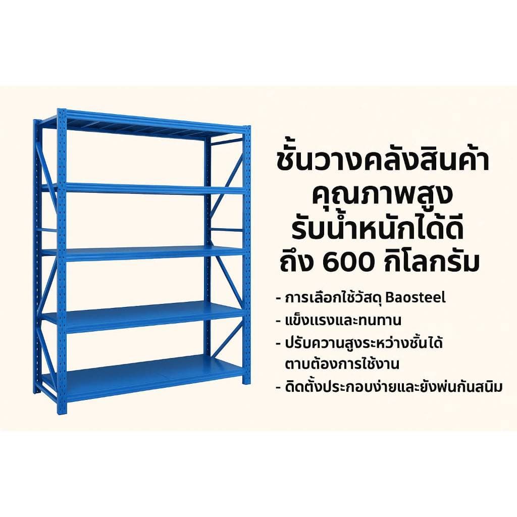 Shelf ชั้นวางของ ขนาด 200*60*200 ชั้นเหล็ก ชั้้นเก็บสินค้า โกดังคลังสินค้า รับน้ำหนัก 150-200กก/ชั้น รูปที่ 8