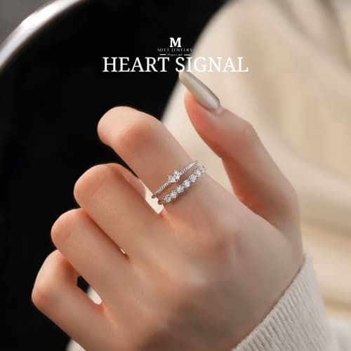MEETแหวนเงินแท้ Heart Signal แหวนผู้หญิง แหวนเงินแท้ แหวนปรับขนาดได้ แหวนเรียบหรู แหวนมงคล รูปที่ 1