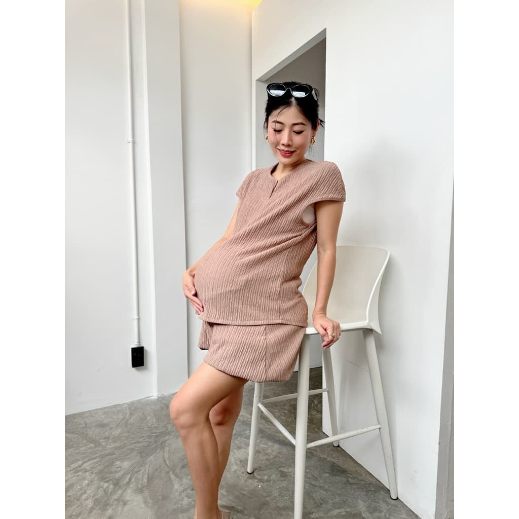 |มาใหม่|Minirin เซตเสื้อคลุมท้อง + กางเกงคลุมท้องทรงบอลลูน M63 Nami balloon set รูปที่ 3