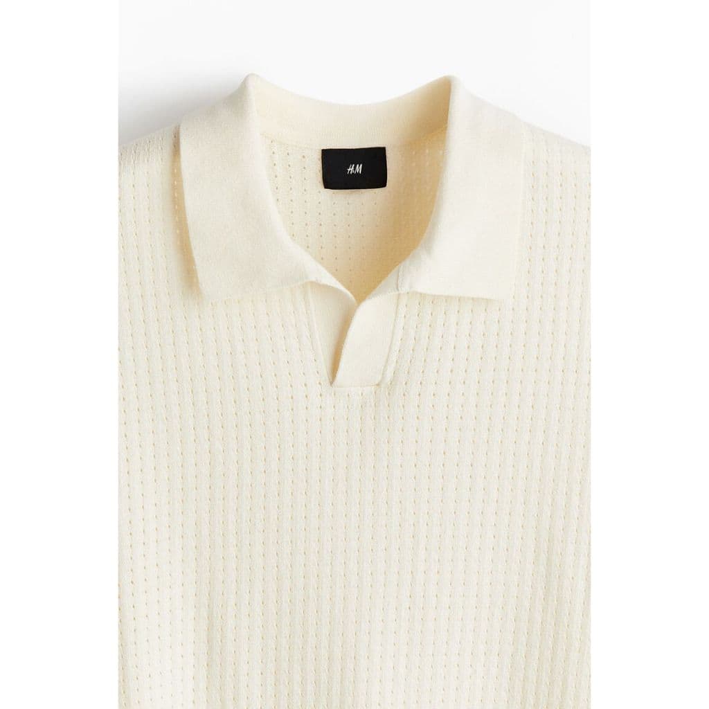 H&M เสื้อโปโลถักผ้าพื้นผิวทรงหลวม ผู้ชาย 1303731_1 รูปที่ 2