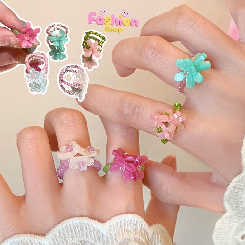 Fashion แหวน y2k ดอกไม้ ins สำหรับผู้หญิง น่ารัก หวาน สไตล์เกาหลี แนววินเทจ สเตนเลส สไตล์มินิมอล รูปที่ 1