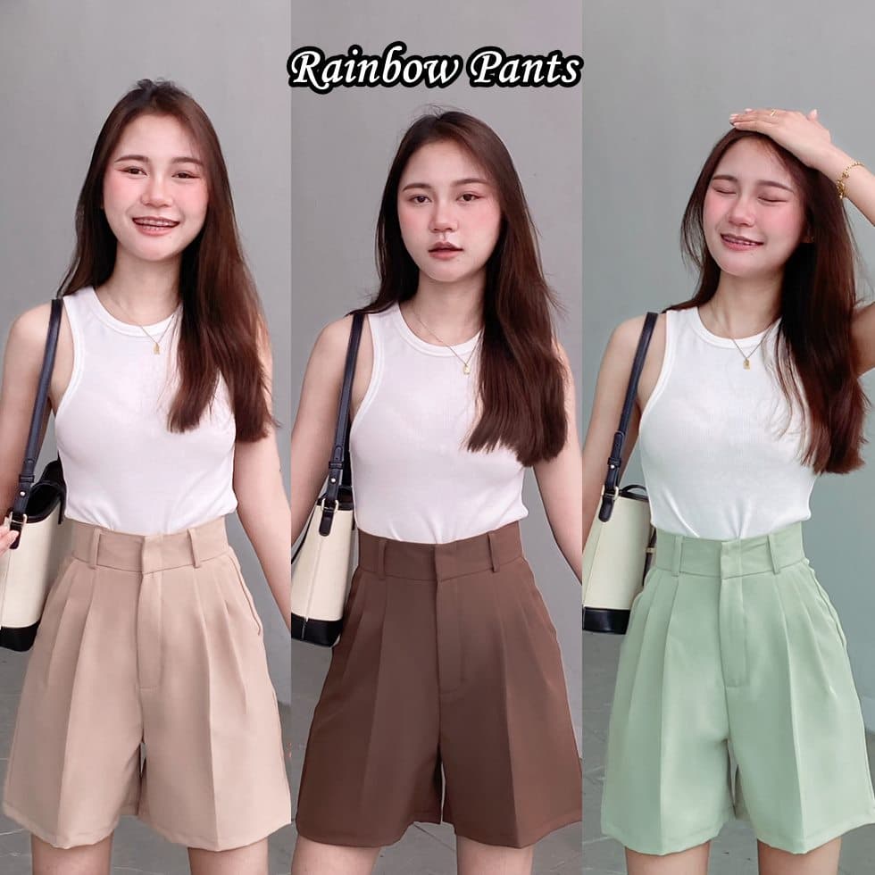 กางเกงขาสั้นสำหรับสาวสะโพกใหญ่ ยาว 17 นิ้ว ขอบเอวสูง 2 นิ้ว ช่วยเก็บหน้าท้อง รูปที่ 1