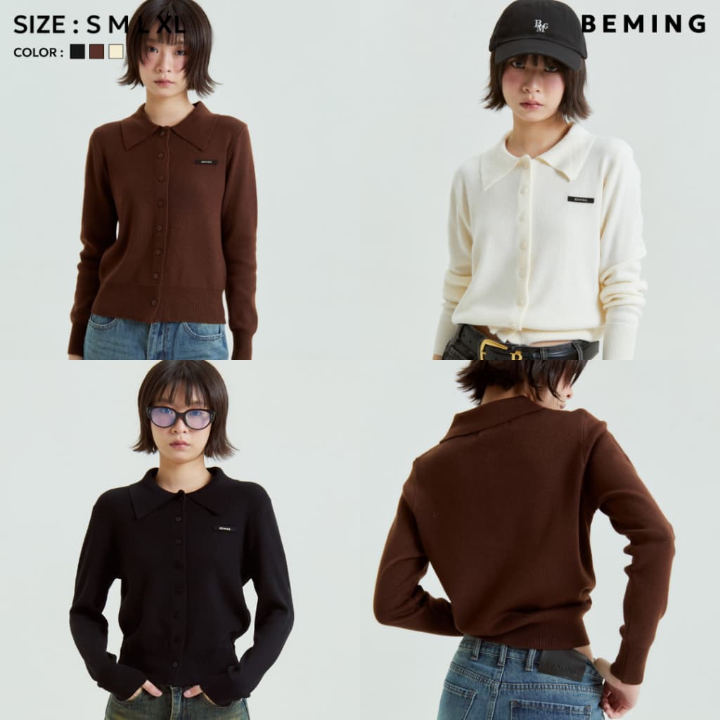 Bemingtop1029 -BMG Collar Knit Cardigan ไอเทมคอปกที่ใส่แล้วดูสวยเนี้ยบ แต่ยังเก็บความ cozy ไว้ รูปที่ 1