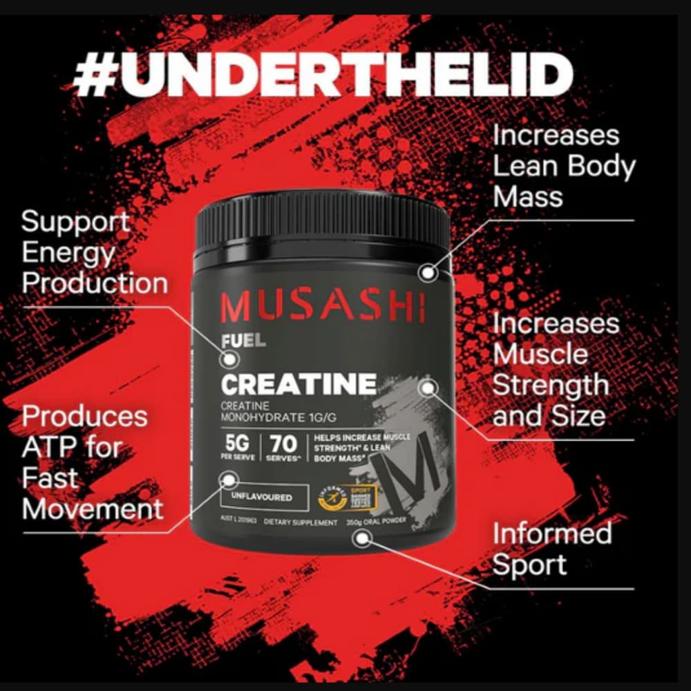 Musashi Creatine 350g ครีเอทีนผง เสริมประสิทธิภาพการออกกำลังกาย ไม่มีรสชาติ รูปที่ 2