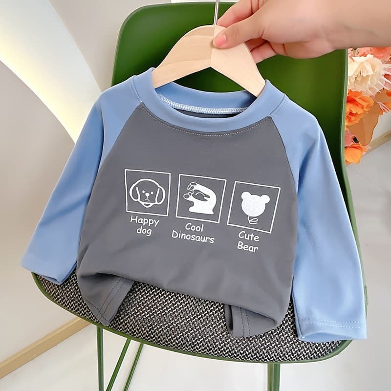 เสื้อยืดแขนยาวเด็ก เสื้อแขนยาวเด็ก ผ้านุ่ม ใส่สบาย พิมพ์ลาย มีหลายสีให้เลือก รูปที่ 8