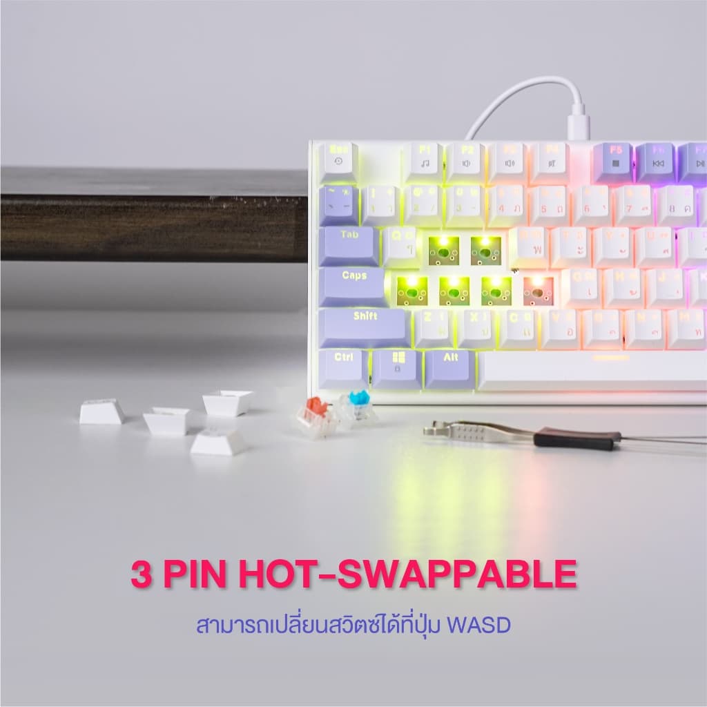 FANTECH รุ่น MK889 คีย์บอร์ดเกมมิ่ง KEYBOARD MECHANICAL คีย์บอร์ด RGB ปรับไฟได้ 13 โหมด รูปที่ 4