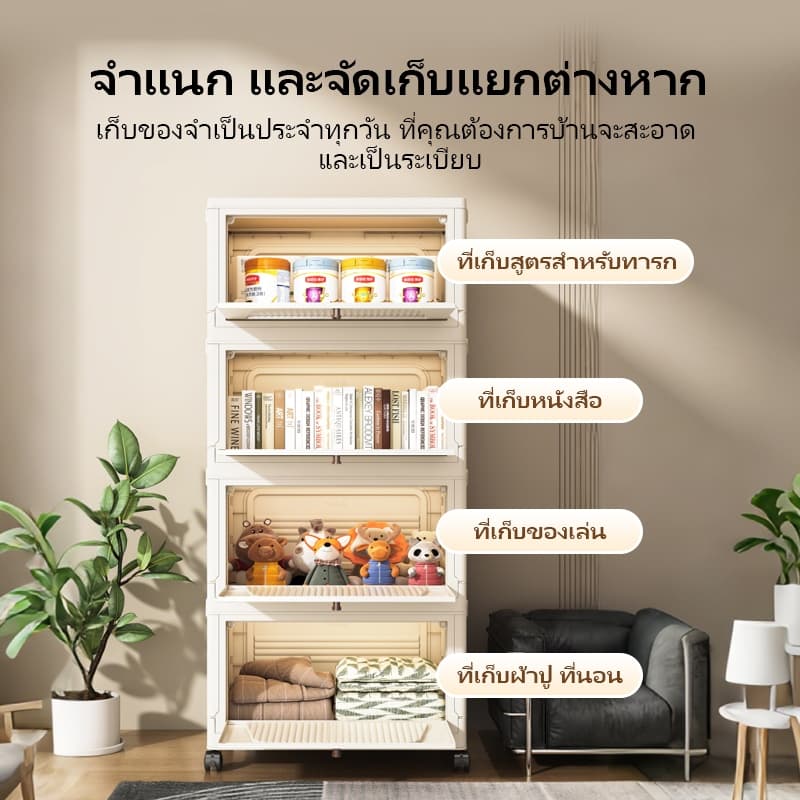 กล่องเก็บของพับได้พร้อมฝาปิดแบบพลิกได้ ตู้เก็บของแบบดูดแม่เหล็กสำหรับขนมขบเคี้ยว รูปที่ 5