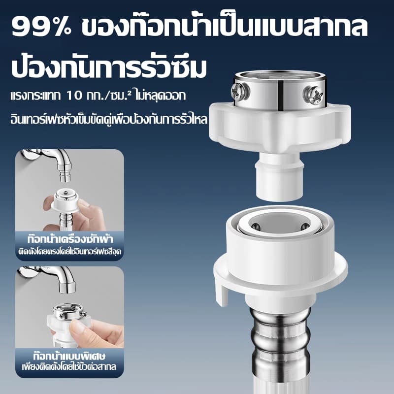 ท่อน้ำเครื่องซักผ้า 1.5M/3M/5M/8M ใช้ได้ทุกรุ่น พร้อมข้อต่อก๊อก สายน้ำเครื่องซักผ้า มี4ขนาดให้เลือก รูปที่ 2