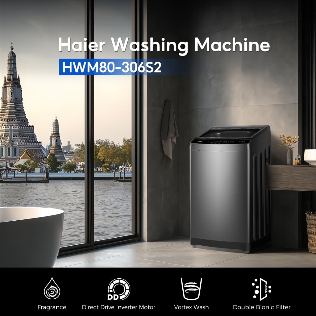 Haier เครื่องซักผ้าฝาบนอัตโนมัติ ความจุ 8 kg รุ่น HWM80-306S2 รูปที่ 3