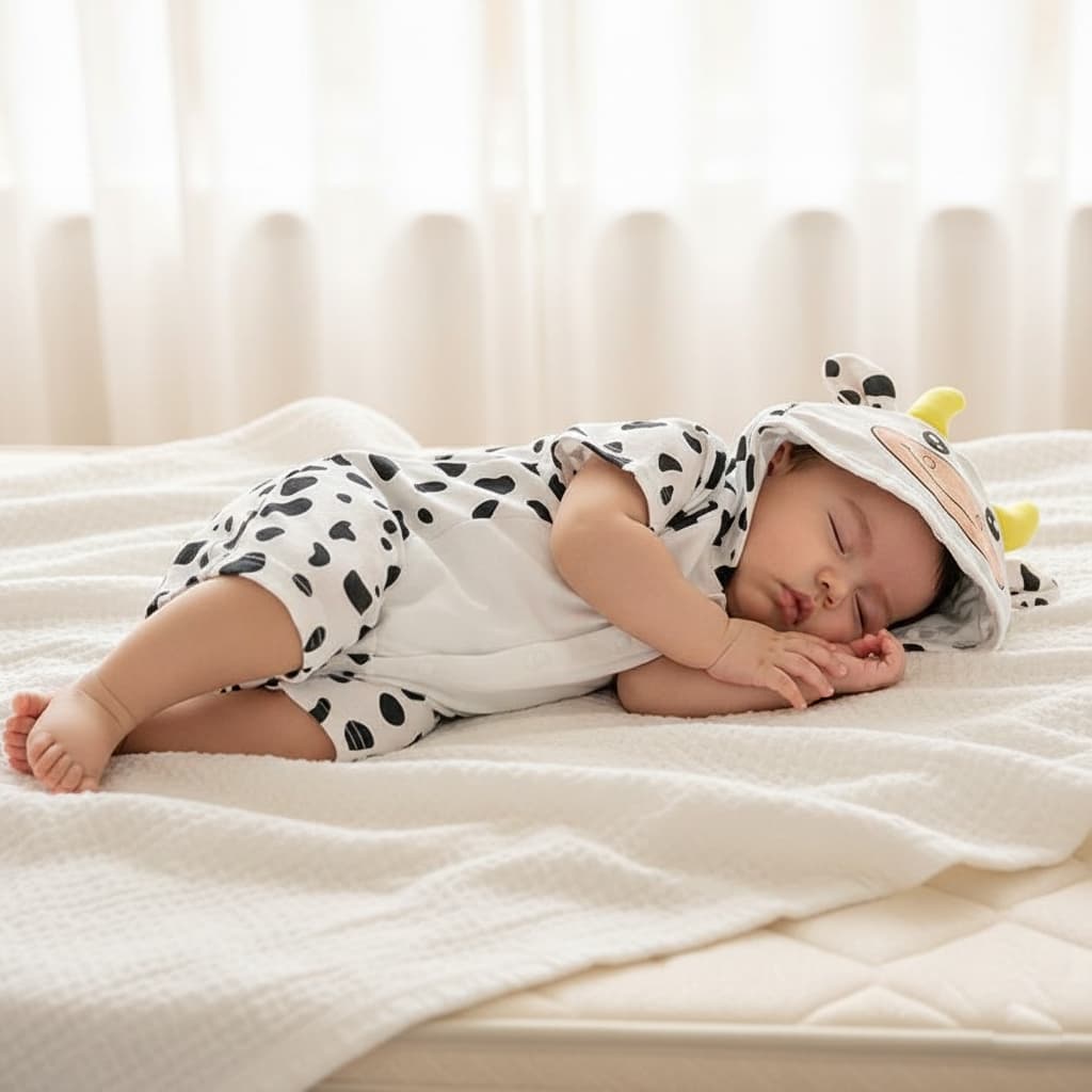 Babyonline 2H3-4 ชุดบอดี้สูทสำหรับเด็กมีฮู้ดรูปสัตว์มีกระดุมหน้า ผ้าฝ้าย นิ่ม ใส่สบาย แนะนำอายุ 0-1 ปี รูปที่ 6