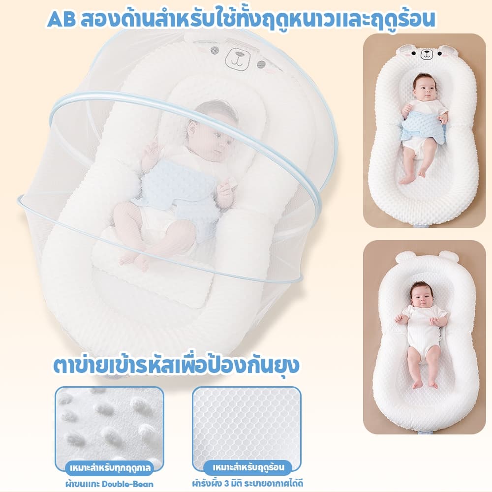Tinylion ที่นอนรังนก SlopeNest 4in1 หายใจผ่านได้ พร้อมโมบาย มุ้ง และหมอนกันกรดไหลย้อน พกพาได้ ซักได้ รูปที่ 2