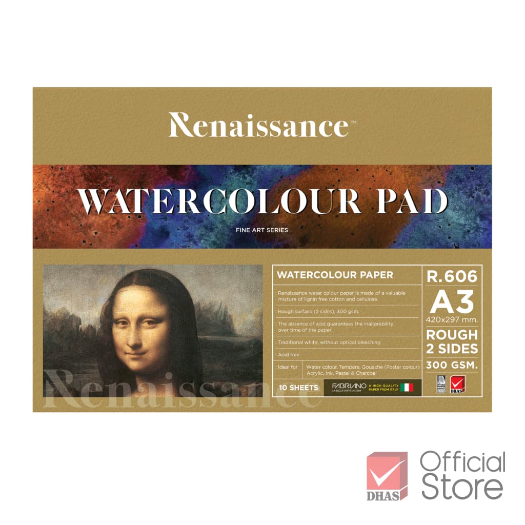 Renaissance สมุดวาดรูป สมุดวาดเขียนสีน้ำ 300 แกรม A3 และ A4 ผิวหยาบ จำนวน 1 เล่ม รูปที่ 6