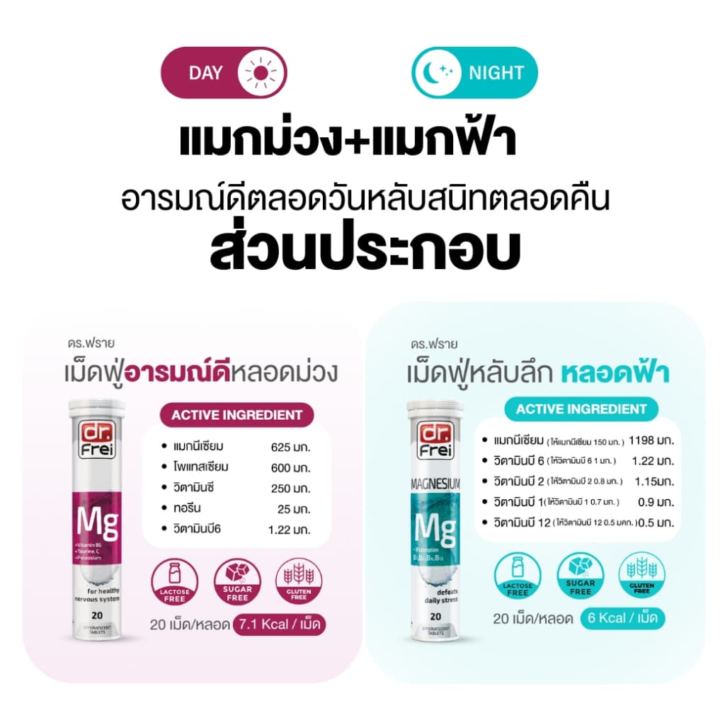 - Dr.Frei Magnesium หลอดฟ้า + หลอดม่วง [เม็ดฟู่ ดร.ฟราย แมกนีเซียมหลอดฟ้า + หลอดม่วง] รูปที่ 5