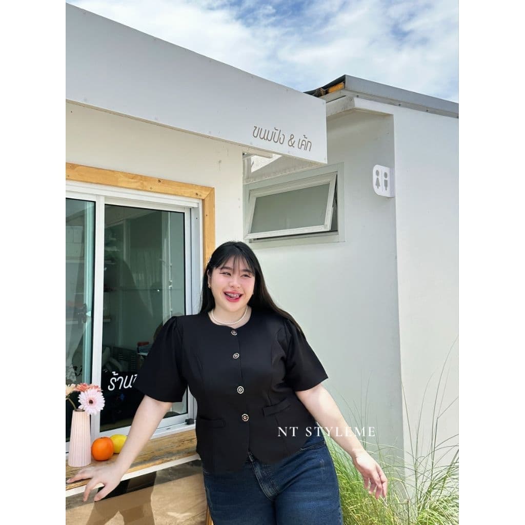 เสื้อสีดำสาวอวบรุ่นขายดีรหัสB38 รูปที่ 1