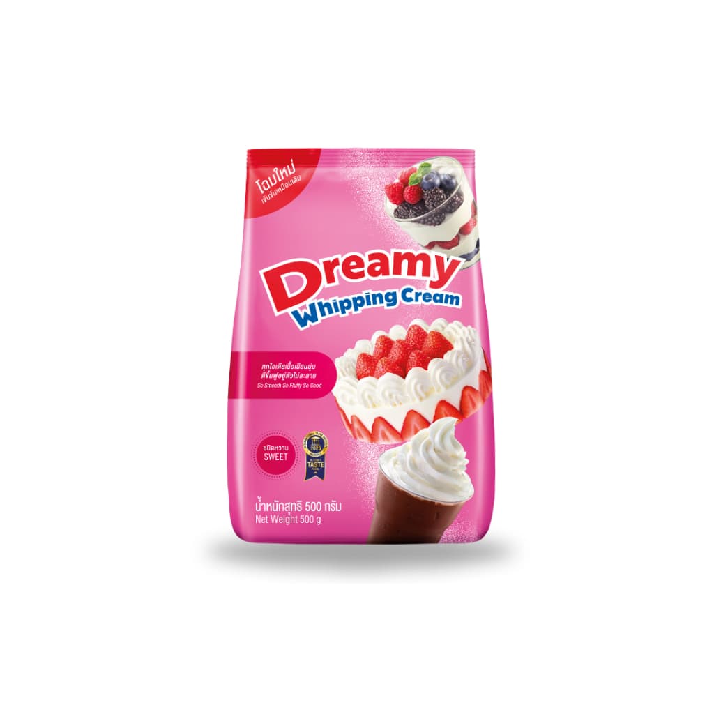 Dreamy วิปปิ้งครีม สีชมพู สูตรหวาน ขนาด 500 กรัม รูปที่ 2