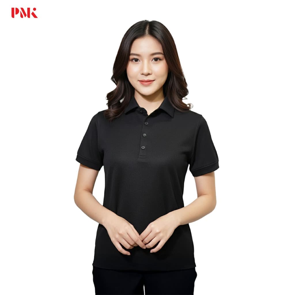 เสื้อโปโล Coolplus Oxy Prime สีดำ-PMKPOLOMAKER รูปที่ 3
