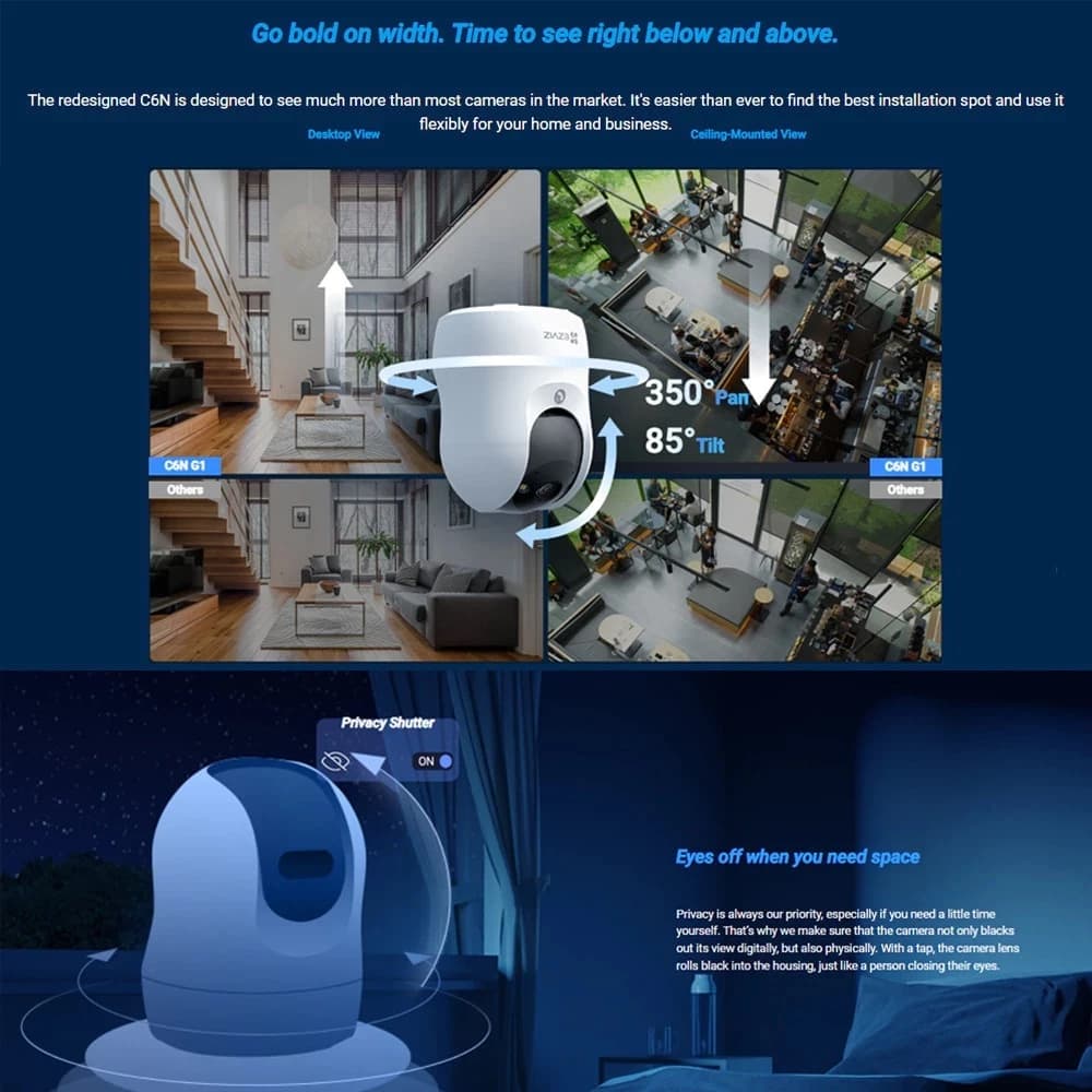 กล้องวงจรปิดไร้สาย EZVIZ รุ่น C6N G1 - 3K 5MP / 4K 8MP Pan & Tilt Wi-Fi Camera รูปที่ 4