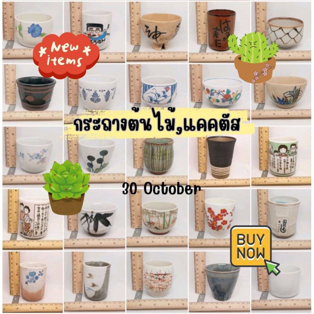 กระถางเซรามิกญี่ปุ่นมือสอง มาใหม่ กระบองเพชร stock E รูปที่ 4
