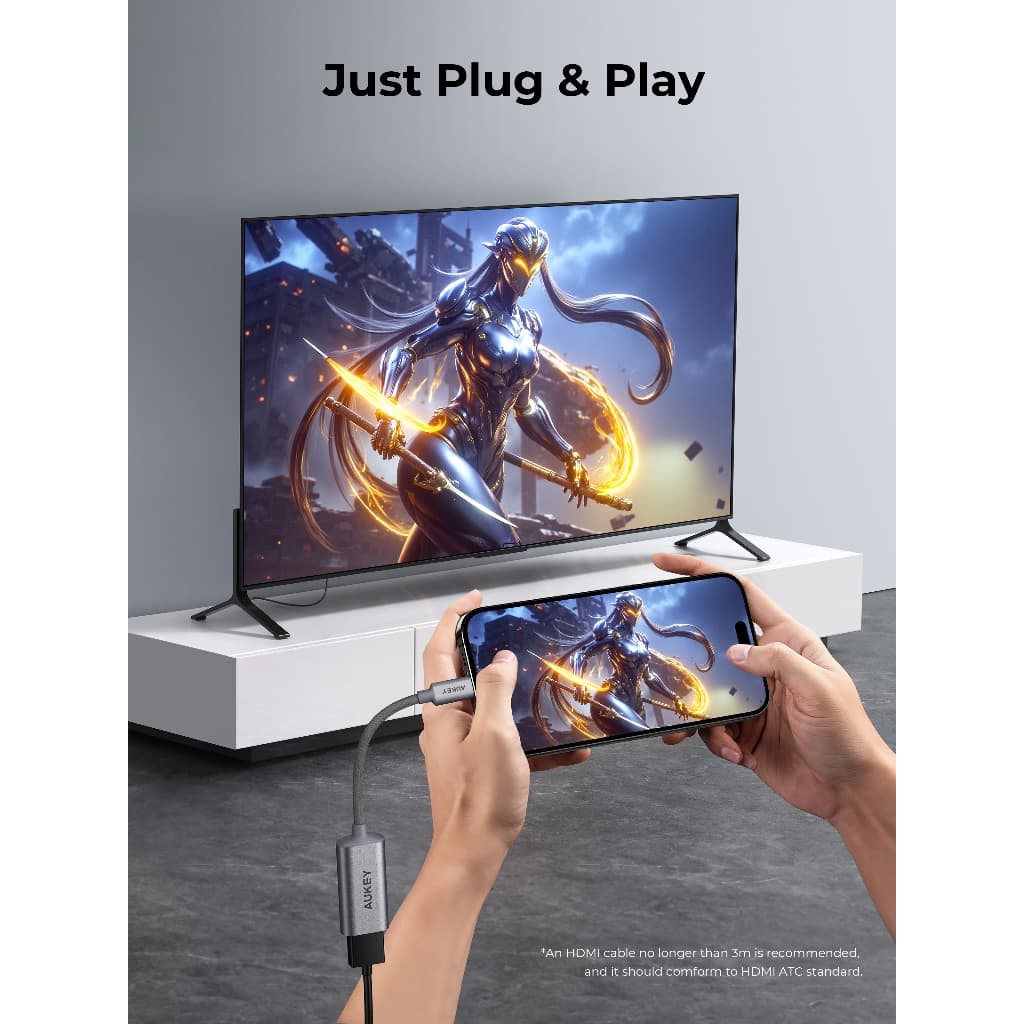 AUKEY UH-H01 USB-C to HDMI 2.0 Adapter | รองรับ 4K@60Hz | สายถักไนลอน | เคสอะลูมิเนียม รูปที่ 7