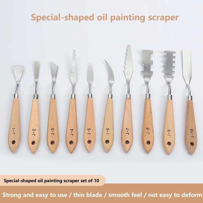ชุดมีดผสมสี Artist Palette Knives สแตนเลส ด้ามไม้/พลาสติก ทนทาน สำหรับผสมสีอะคริลิค สีน้ำมัน DIY ทาสีกระปุกออมสิน ฟิกเกอ รูปที่ 9