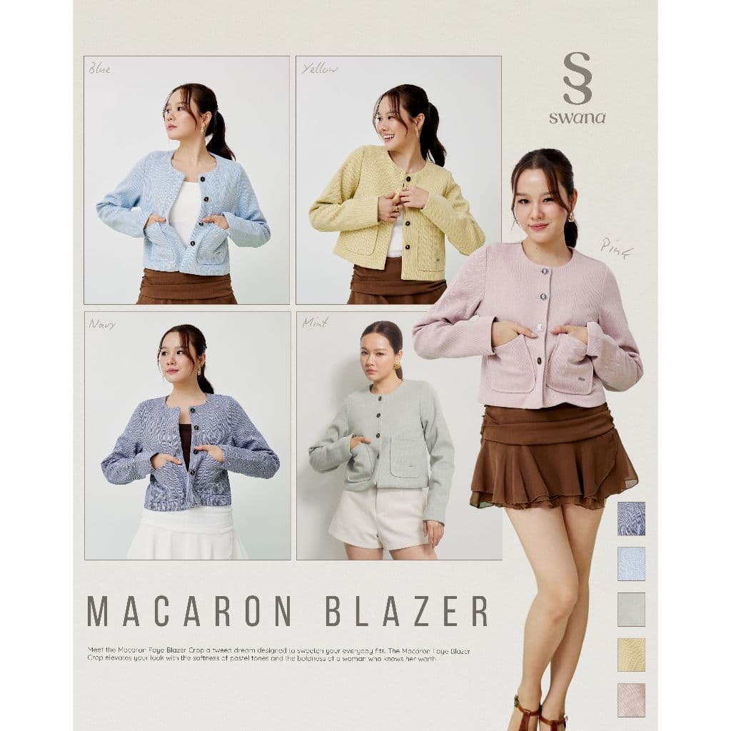 Swana.ss - Macaron faye blazer crop  S-4XL 🍡🍋🍐 สีพาสเทล เสื้อครอปเบเซอร์