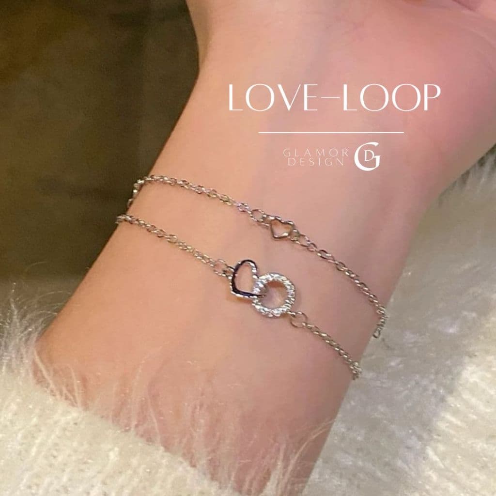 GLAMORกำไลข้อมือเงินแท้ Love-Loop สร้อยข้อมือเชื่อมโยงความรัก กำไลผู้หญิงสไตล์เกาหลี กำไลแฟชั่น รูปที่ 1