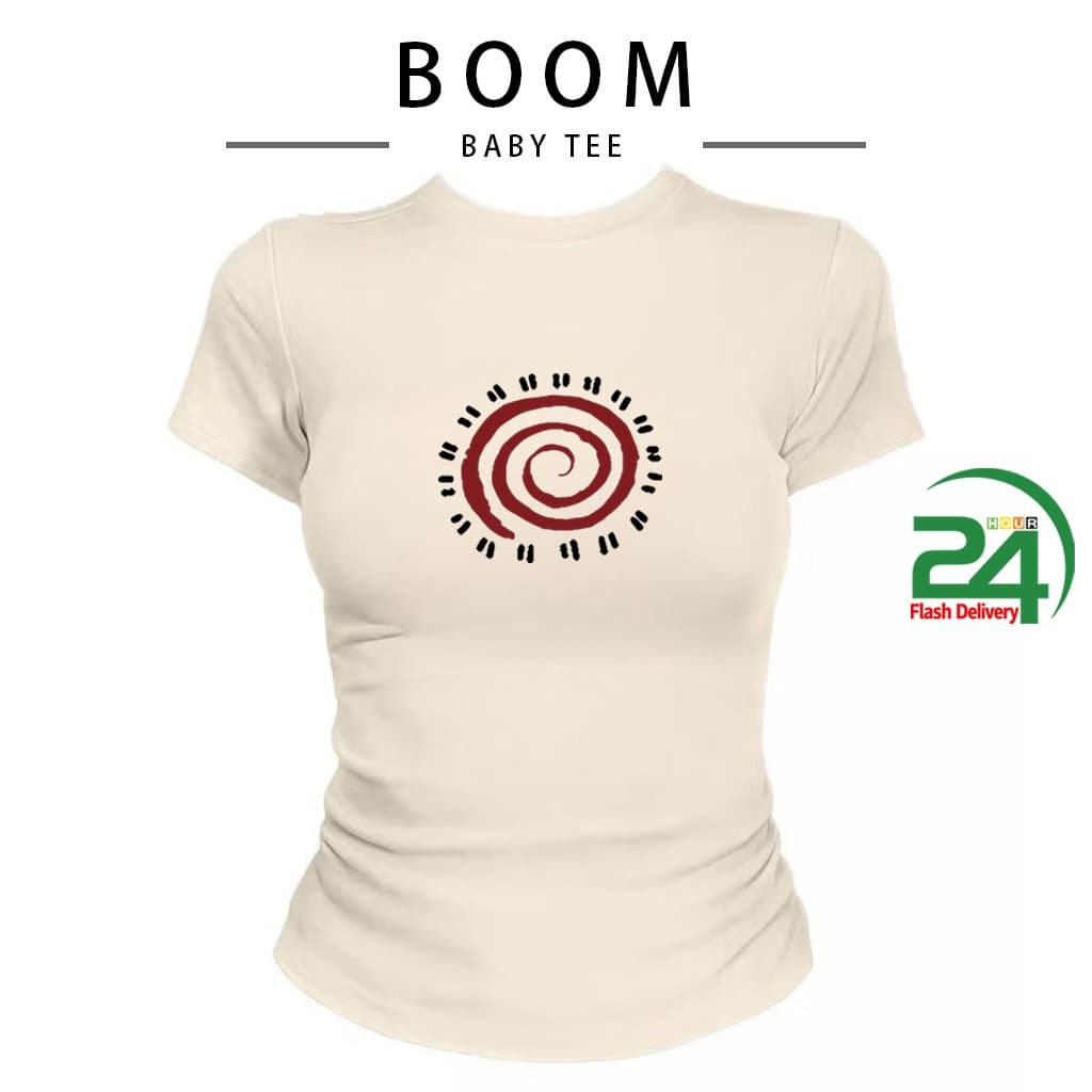 COD เสื้อครอปท็อป แขนสั้น babytee สไตล์เกาหลี y2k T-shirt เสื้อสาวอวบ | มีลายปริ้นหัวใจศิลปะ S-L รูปที่ 9